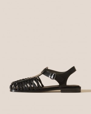 Men's Hereu Alaro Square-toe T-bar Sandals Black | Canada-35KMATFPC