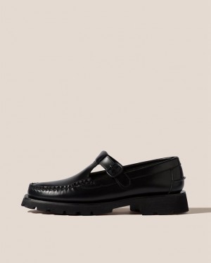 Men's Hereu Alber Sport Tread Sole T-bar Loafers Black | Canada-18TGEMPRK