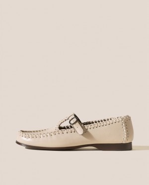 Men's Hereu Alcover Braided Seams T-bar Loafers Cream | Canada-30BYKSMUC