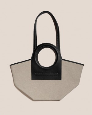 Men's Hereu Cala S Leather-trimmed Canvas Tote Bag Light Beige / Black | Canada-30KMSILQJ