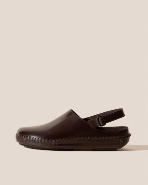 Men's Hereu Cargol Whipstitched Slingback Clogs Dark Brown | Canada-83TCONBZE