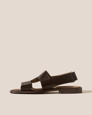 Men's Hereu Llaut Square Slingback Sandals Dark Brown | Canada-73OBARCQE