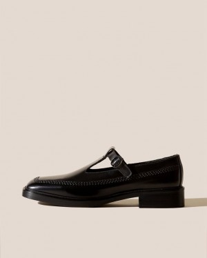 Men's Hereu Lluisa Polished T-bar Loafers Black | Canada-21QDYWOAE