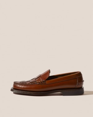 Men's Hereu Nombela Interwoven Detail Slip-on Loafers Brown | Canada-62GSEFARH