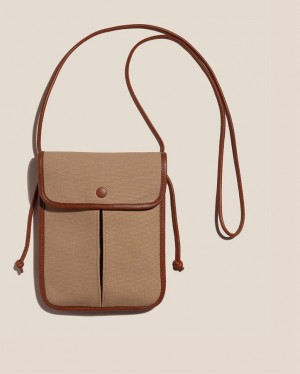 Men's Hereu Terra Square-flat Crossbody Bag Beige / Brown | Canada-06DWBOHMI