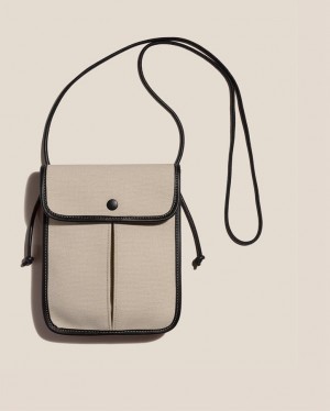 Men's Hereu Terra Square-flat Crossbody Bag Cream / Black | Canada-83ZNXPCIL