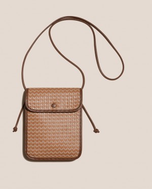 Men's Hereu Terra Woven Square-flat Crossbody Bag Brown / Dark Brown | Canada-29EXVDQZK