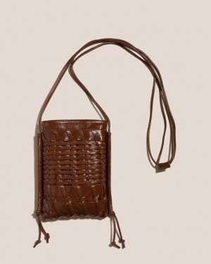 Men's Hereu Trena Mini Crinkled Glossy Flat Square Crossbody Bag Dark Brown | Canada-01AQJBWVP