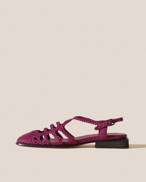 Women's Hereu Barana Woven Slingback Mules Dark Pink | Canada-03SHADPIB