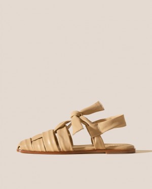 Women's Hereu Bena Interwoven Knotted T-bar Sandals Cream | Canada-01KBCLAEN