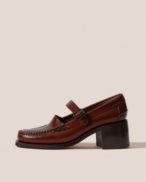 Women's Hereu Blanquer Heeled Mary Jane Loafers Dark Brown | Canada-53XTALYUM