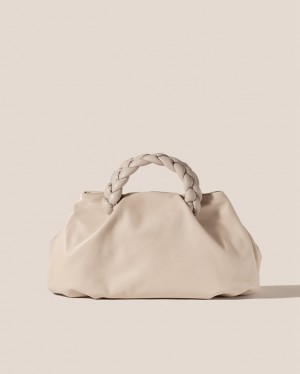 Women's Hereu Bombon L Plaited-handle Leather Tote Bag Cream | Canada-58QPASZKM