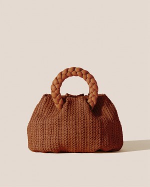 Women's Hereu Bombon M Raffia Plaited-handle Raffia Crossbody Bag Brown | Canada-52OWSJQAT