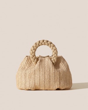 Women's Hereu Bombon M Raffia Plaited-handle Raffia Crossbody Bag Beige | Canada-13YFAXWGK