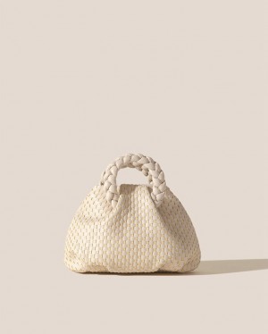 Women's Hereu Bombon Woven Small Plaited-handle Leather Crossbody Bag Cream | Canada-54QMVRTAP