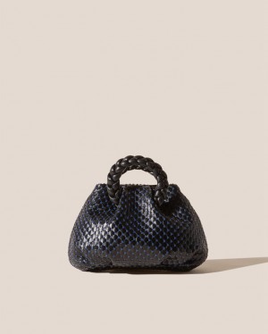 Women's Hereu Bombon Woven Small Plaited-handle Leather Crossbody Bag Black / Navy | Canada-41IKEZMPX