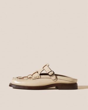 Women's Hereu Bonell Woven T-bar Mule Loafers Beige | Canada-98BNKEOVR