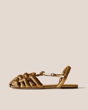 Women's Hereu Cabersa Metallic Padded Fisherman Sandals Gold | Canada-83HSMJITK