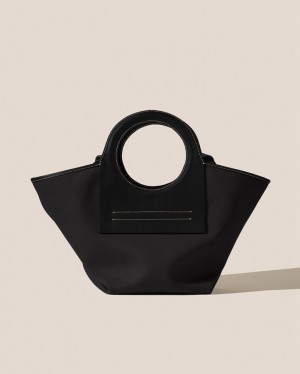 Women's Hereu Cala S Leather-trimmed Canvas Tote Bag Black | Canada-89UJZOTGK