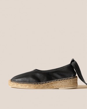 Women's Hereu Caprala Elasticated High Cut Wedge Espadrilles Black | Canada-45NLQHTXV