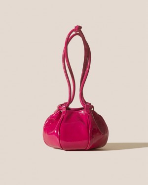 Women's Hereu Globul Mini Crinkled Glossy Balloon-shaped Crossbody Bag Dark Pink | Canada-58PVUHADB