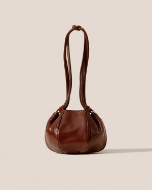 Women's Hereu Globul Mini Crinkled Glossy Balloon-shaped Crossbody Bag Chocolate | Canada-87CLSIBKP