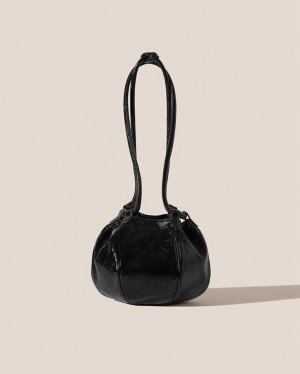 Women's Hereu Globul Mini Crinkled Glossy Balloon-shaped Crossbody Bag Black | Canada-04DGXCLHT