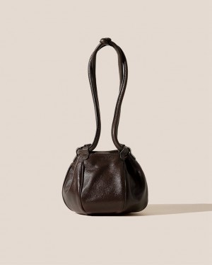 Women's Hereu Globul Mini Supple Shiny Balloon-shaped Crossbody Bag Chocolate | Canada-81TLIQHWG