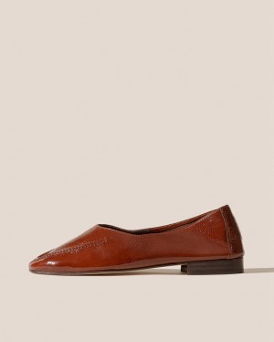 Women's Hereu Juliol Crinkled Glossy High Cut Deconstructed Loafers Chocolate | Canada-04LWVCAYN