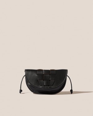 Women's Hereu Lluna Interwoven Front Detail Crossbody Bag Black | Canada-65UCFTJNK