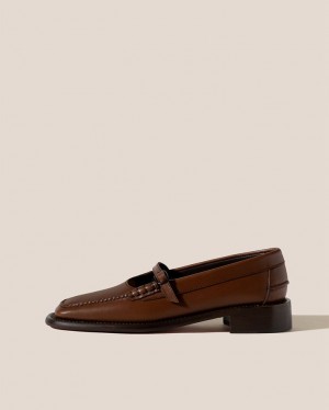 Women's Hereu Merce Square-toe T-bar Loafers Brown | Canada-04KBXNAHI