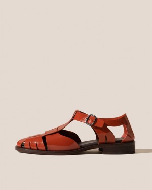 Women's Hereu Pesca Crinkled Glossy Fisherman Sandals Red Brown | Canada-95TOUPDEJ