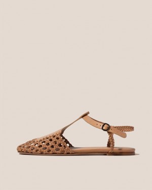 Women's Hereu Reixa Woven T-bar Sandals Beige | Canada-87DGHOMKZ