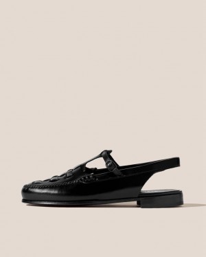 Women's Hereu Roqueta Slingback T-bar Loafers Black | Canada-74ZEJMSXU