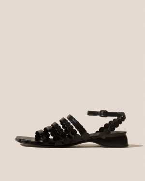 Women's Hereu Savina Circle Detail Strappy Sandals Black | Canada-53IOVZFCG