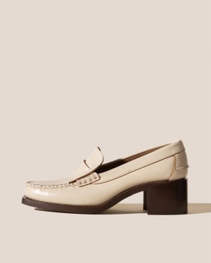 Women's Hereu Sineu Heeled Interlaced Detail Slip-on Loafers Beige | Canada-35JDZPIGW