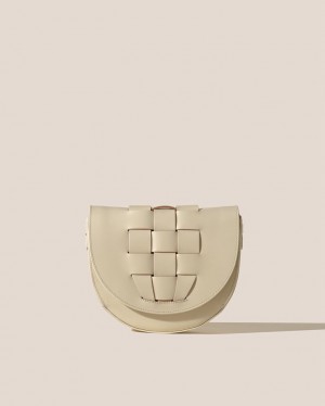 Women's Hereu Sinia Satchel Interwoven Front Detail Crossbody Bag Cream | Canada-24ITHDUVY