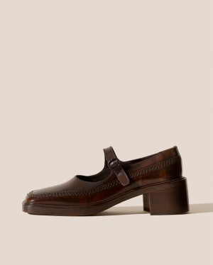 Women's Hereu Sio Heeled Brushed Mary Jane Loafers Brown | Canada-21FBNCQKT