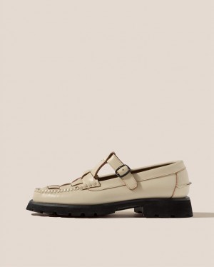 Women's Hereu Soller Sport Tread Sole T-bar Loafers Beige | Canada-56GFRTBSV