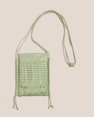 Women's Hereu Trena Mini Crinkled Glossy Flat Square Crossbody Bag Mint | Canada-04XKFCBJT