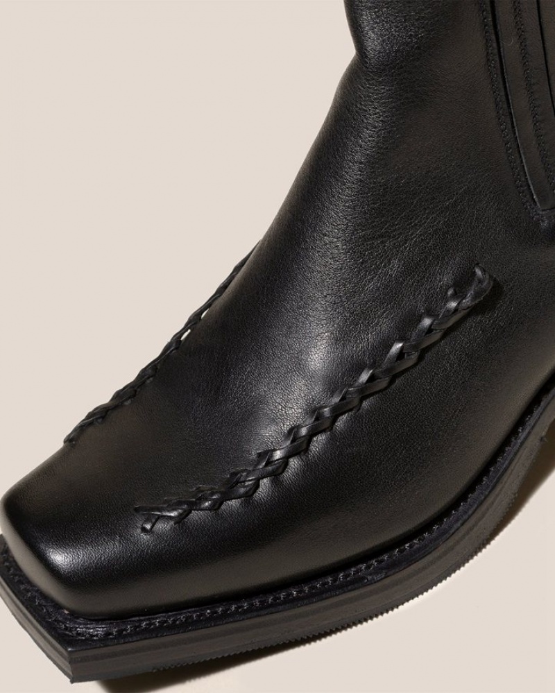 Men's Hereu Agulla Square-toe Braided Detail Chelsea Boots Black | Canada-85ZIWRUTC