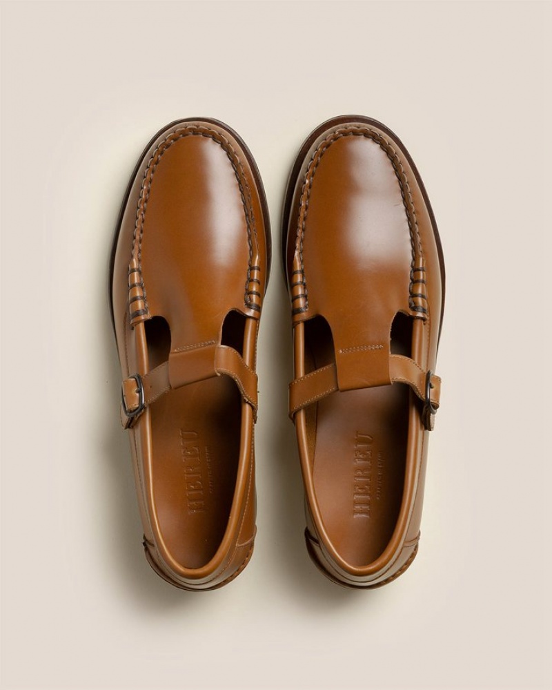 Men's Hereu Alber T-bar Loafers Brown | Canada-54YHXSONF