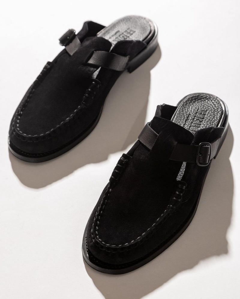 Men's Hereu Barraca Buckle-strap Mules Black | Canada-75CJNBOPK