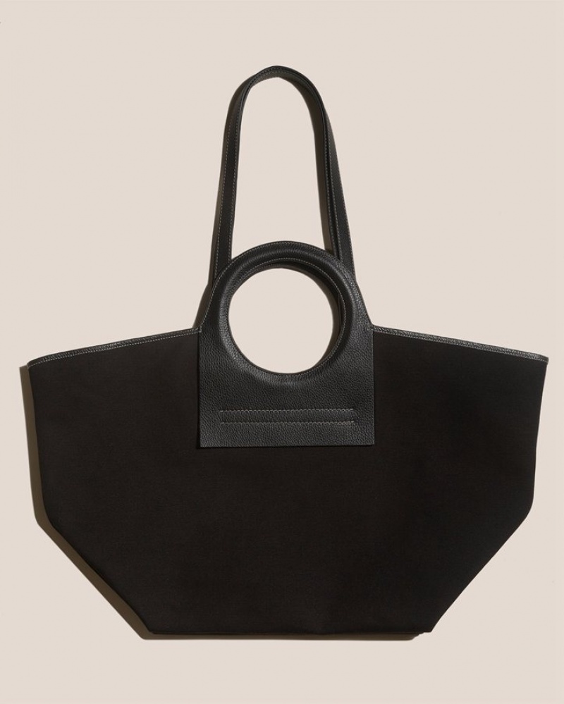 Men's Hereu Cala L Leather-trimmed Canvas Tote Bag Black | Canada-80VSWTNUH