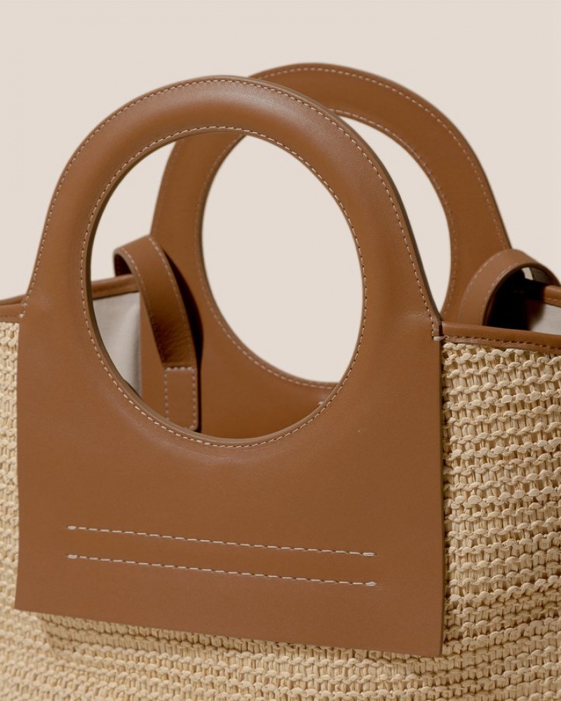 Men's Hereu Cala S Raffia Leather-trimmed Tote Bag Brown / Khaki | Canada-09GRFLSZW