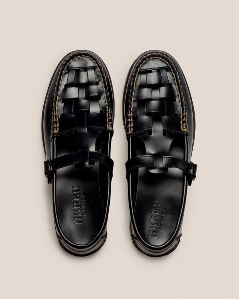 Men's Hereu Ferriol T-bar Loafers Black | Canada-59ZADUQIM