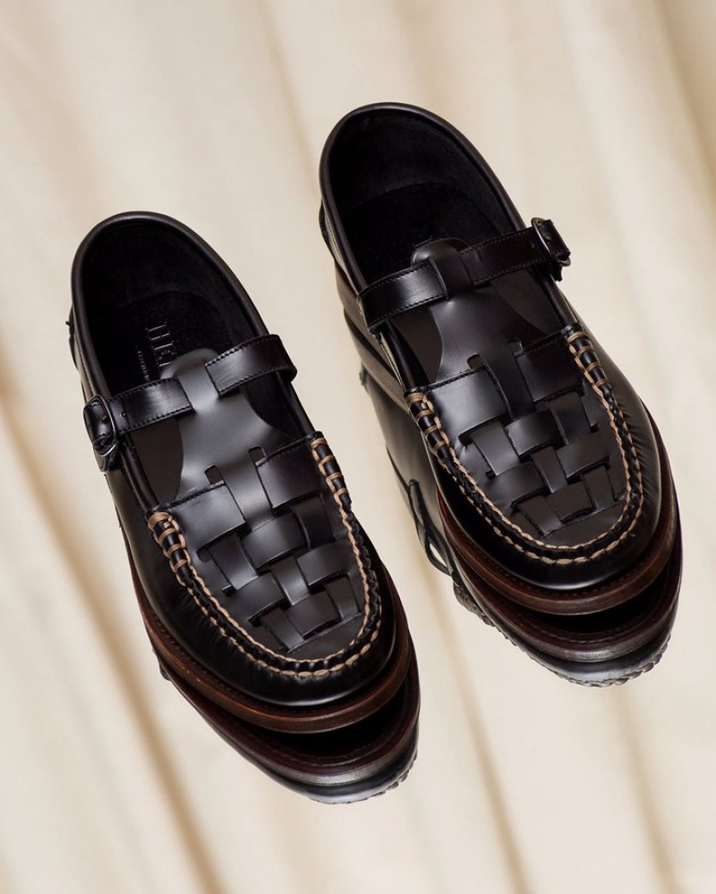 Men's Hereu Ferriol T-bar Loafers Black | Canada-59ZADUQIM