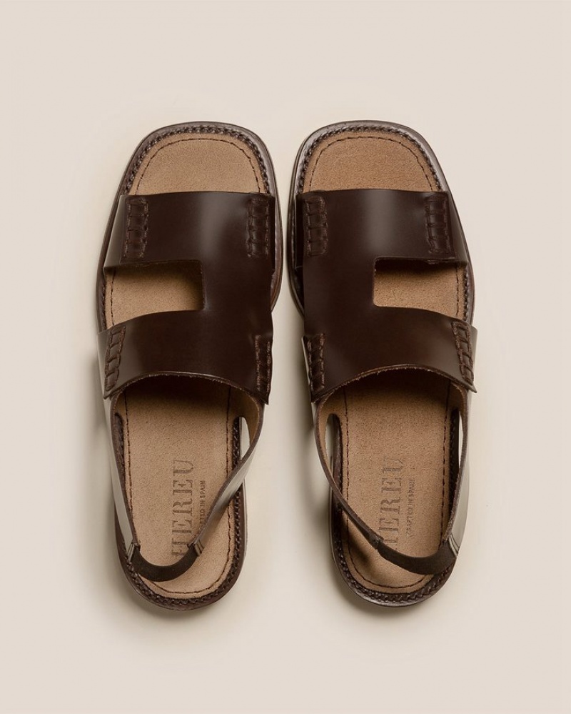 Men's Hereu Llaut Square Slingback Sandals Dark Brown | Canada-73OBARCQE