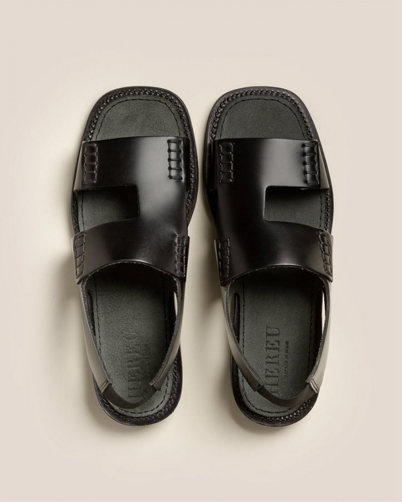 Men's Hereu Llaut Square Slingback Sandals Black | Canada-90SUYMDOE