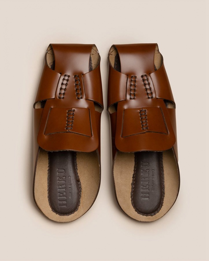 Men's Hereu Muntana Flat Fisherman Mules Brown | Canada-56SYMPVWR